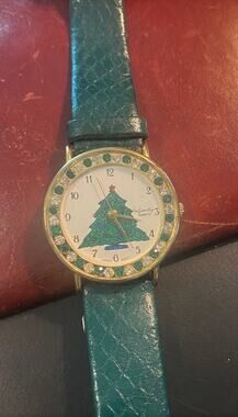 Women's 30mm Gold Tone Infinity Christmas Watch, Crystal Accents